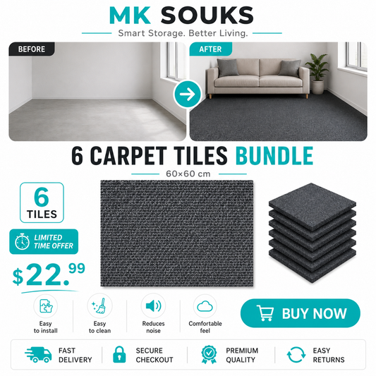 Carpet Tiles 6-Panel Set – بلاط سجاد لاصق