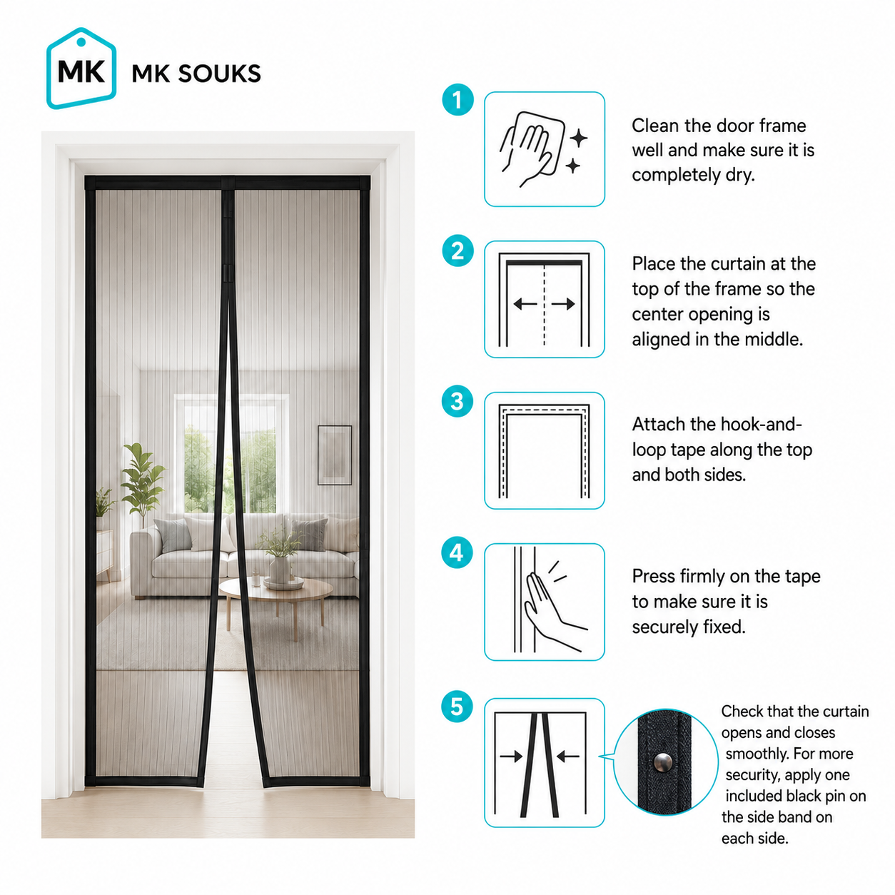 Magnetic Door Curtain – ستارة باب مغناطيسية | هوا نقي بدون بعوض