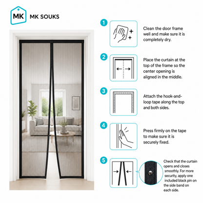 Magnetic Door Curtain – ستارة باب مغناطيسية | هوا نقي بدون بعوض