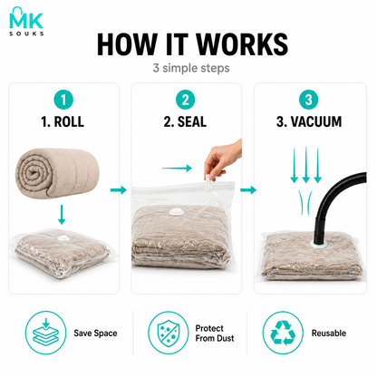 Vacuum Storage Bags – 80x110cm أكياس فاكيوم لتوفير المساحة