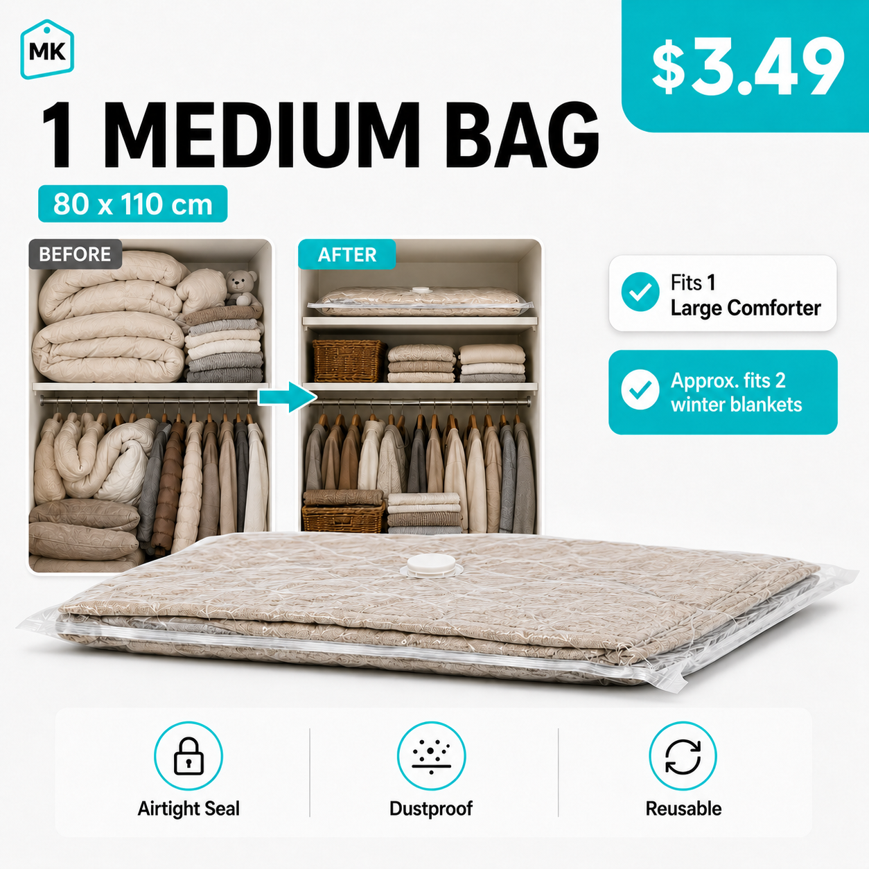 Vacuum Storage Bags 70×100cm – أكياس فاكيوم