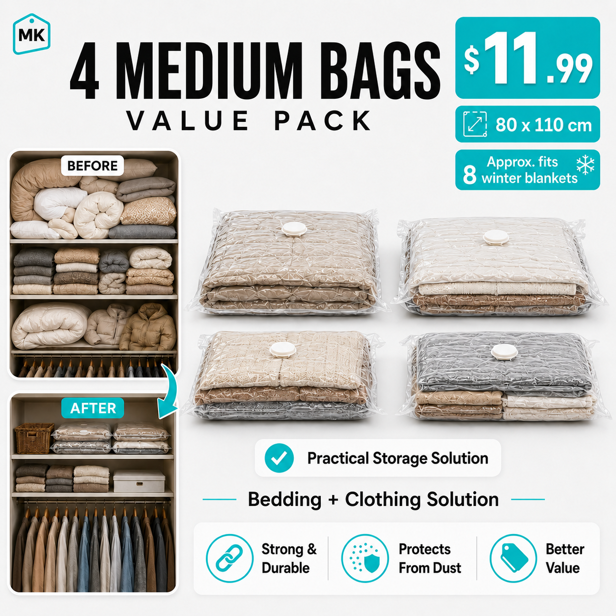 Vacuum Storage Bags 70×100cm – أكياس فاكيوم