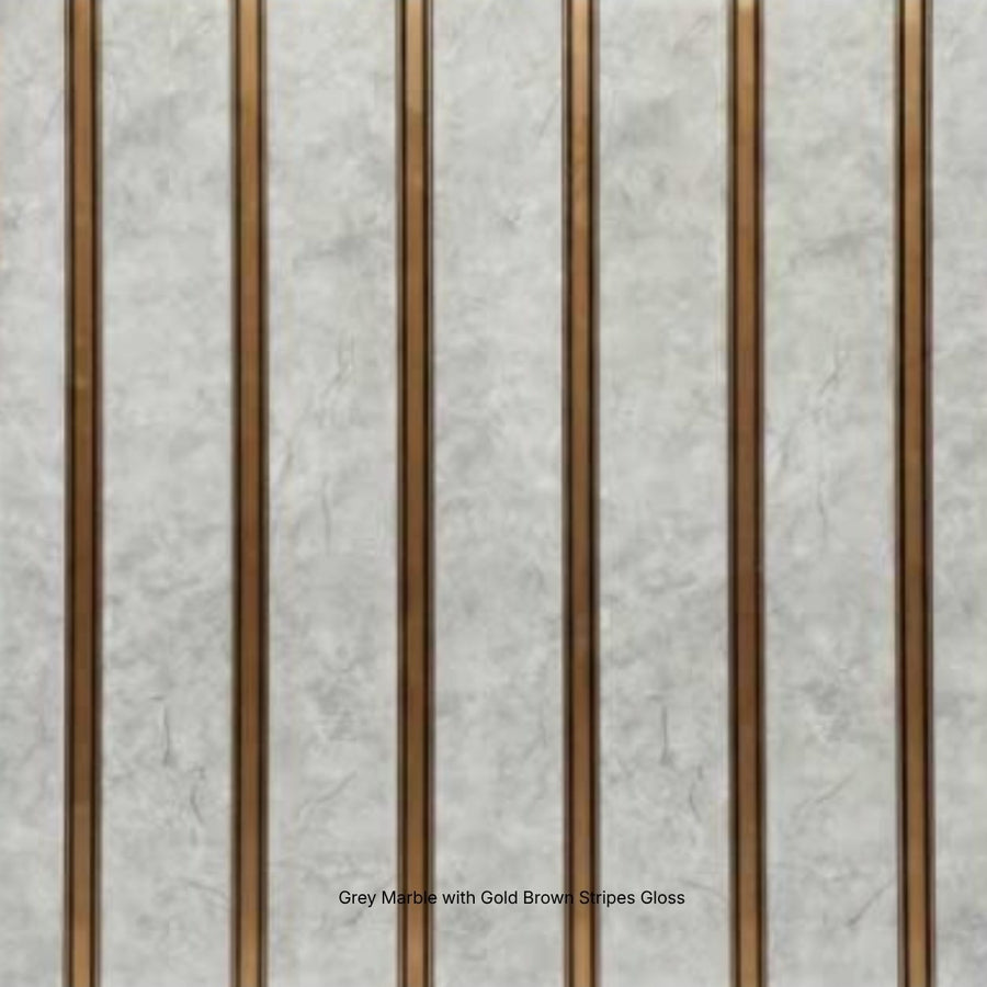 Grey Marble with Gold Brown Stripes Gloss