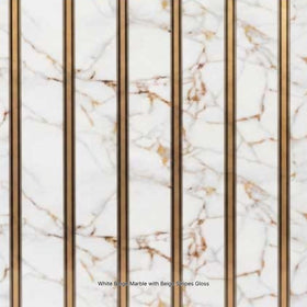 White Beige Marble with Beige Stripes Gloss