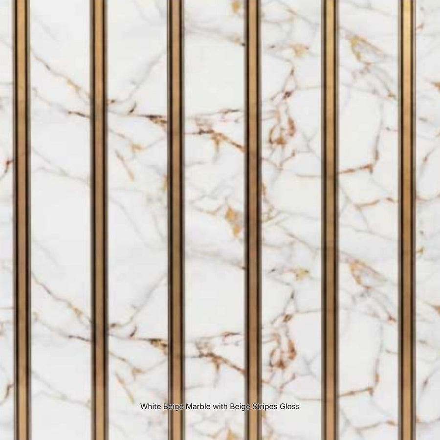 White Beige Marble with Beige Stripes Gloss