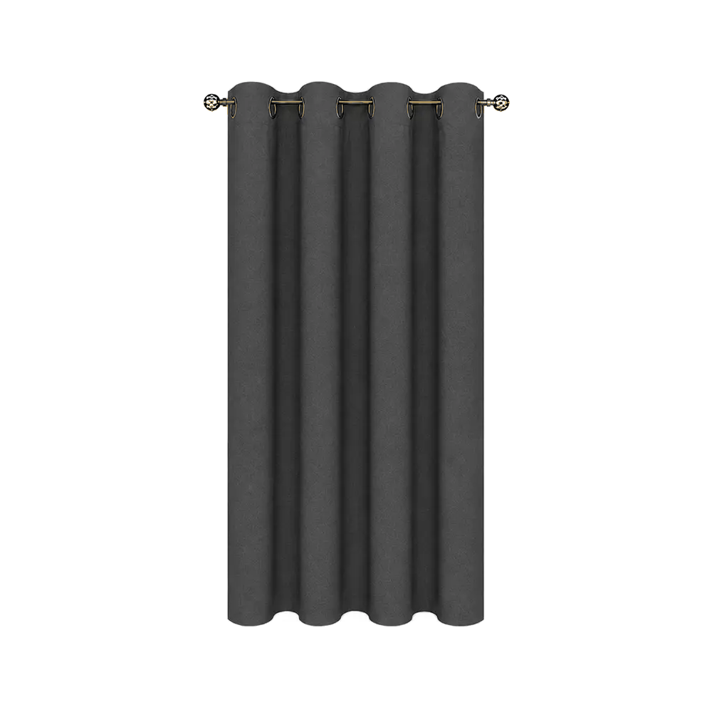 Authentic single dark grey velvet curtain panel on #FFFFFF white background, no text or branding