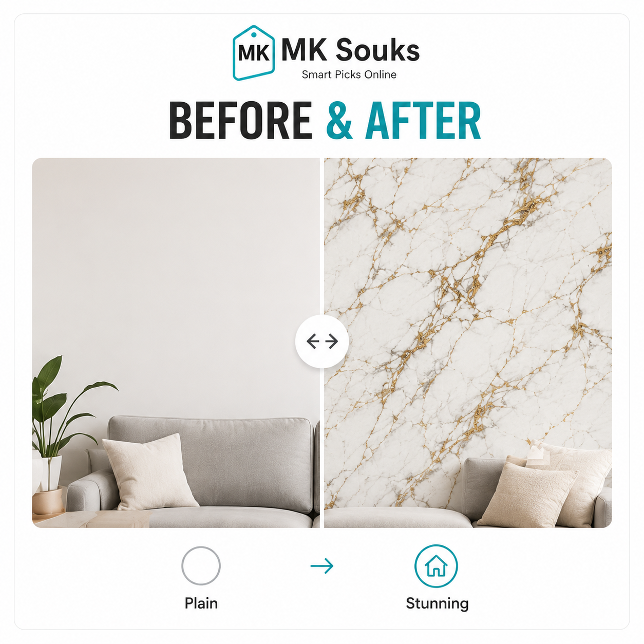 Wall before and after